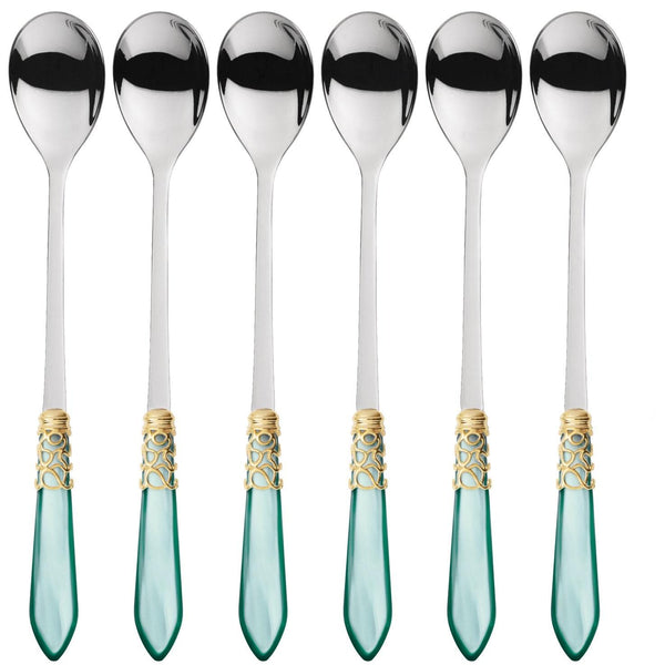 Melodia Gold Ice Tea / Cocktail Spoon Set - Aqua