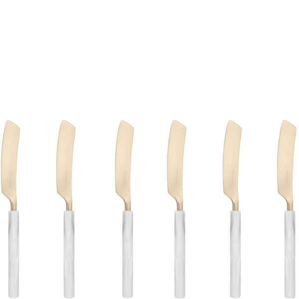 Mediterraneo Champagne Butter Knife Set white