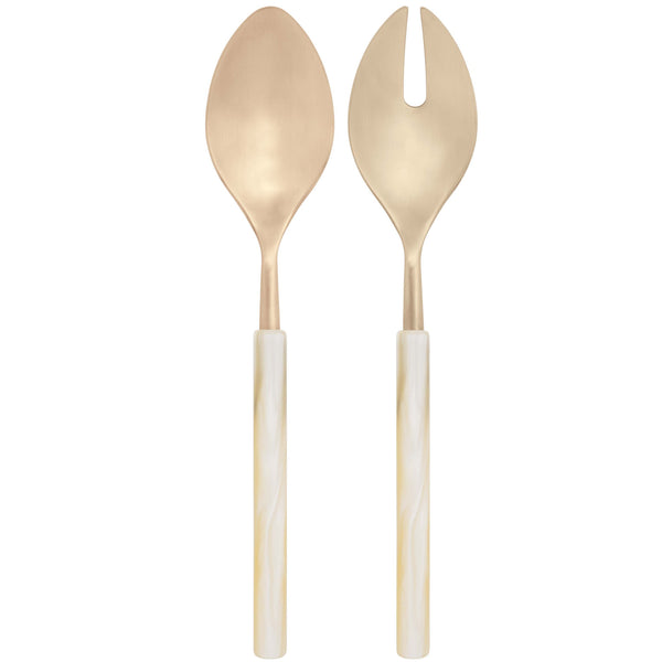 Mediterraneo Champagne 2 Piece Salad Serving Set ivory