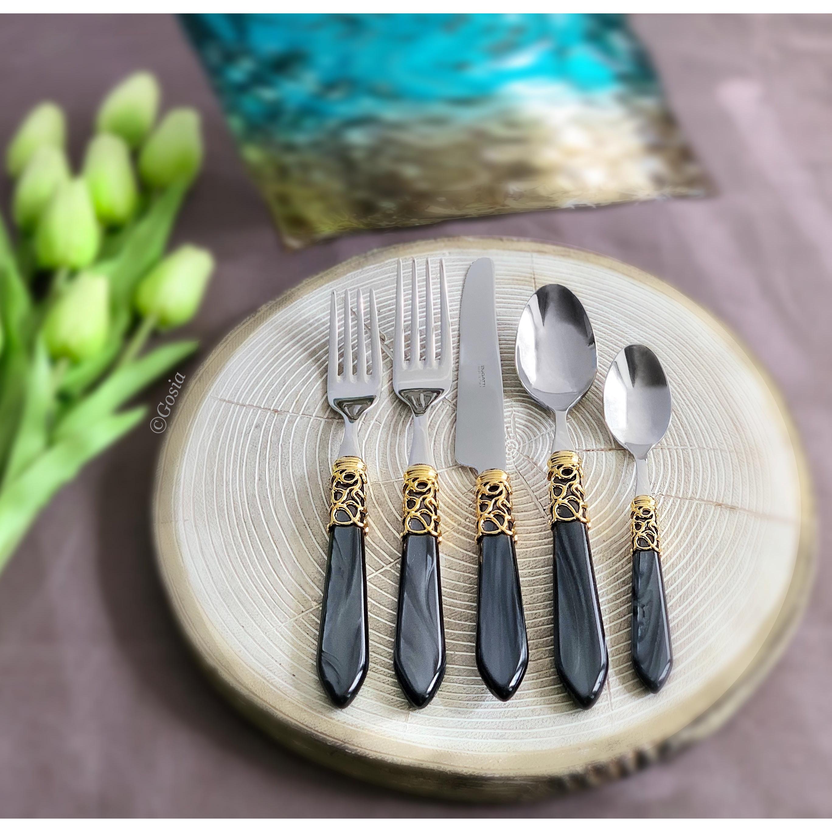 Melodia Gold 5 Piece Place setting - Charcoal