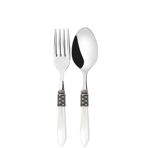 Optical Antique 2 Piece Serving Set - White