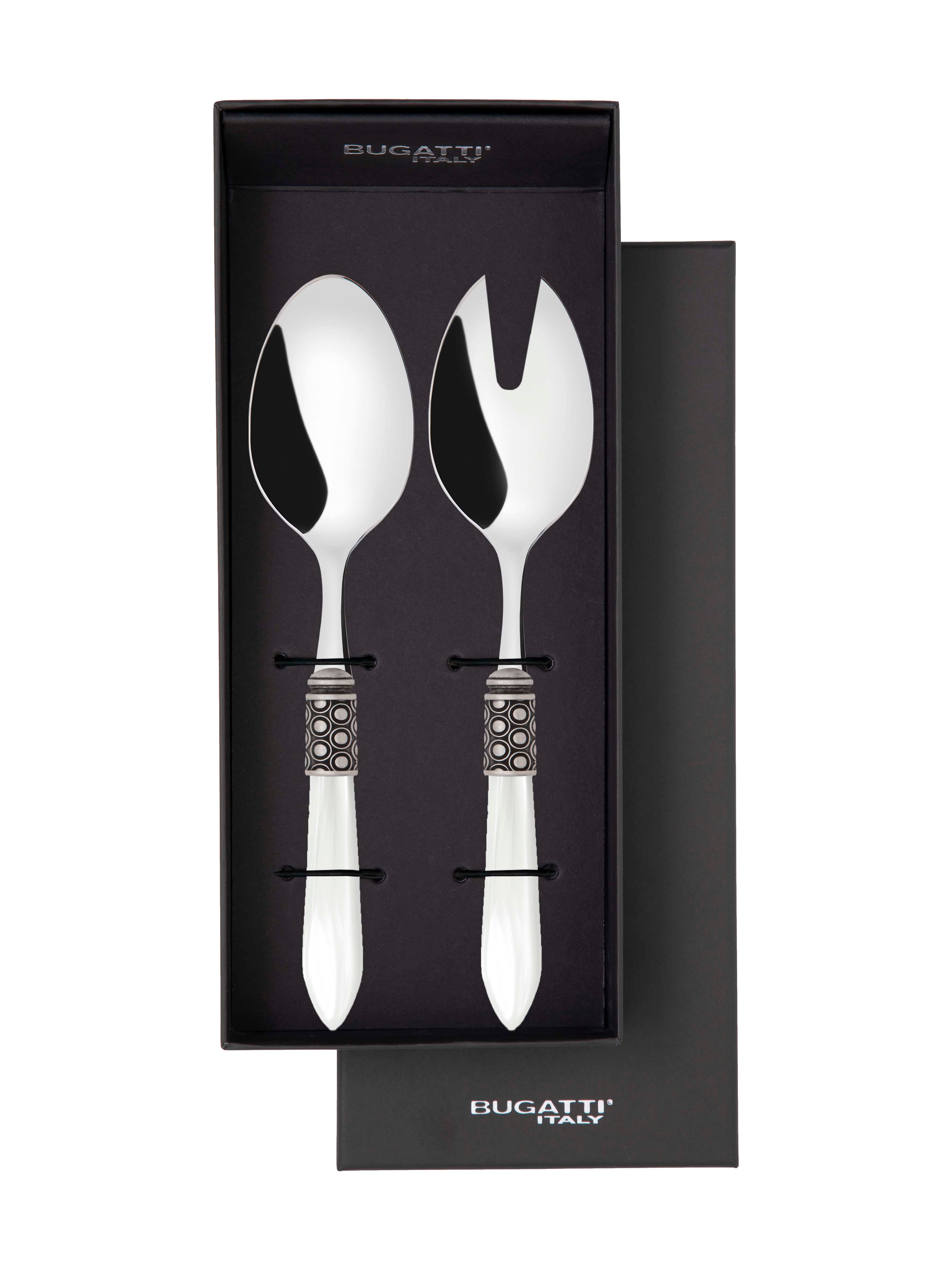 Optical Antique 2 Piece Salad Servers - White