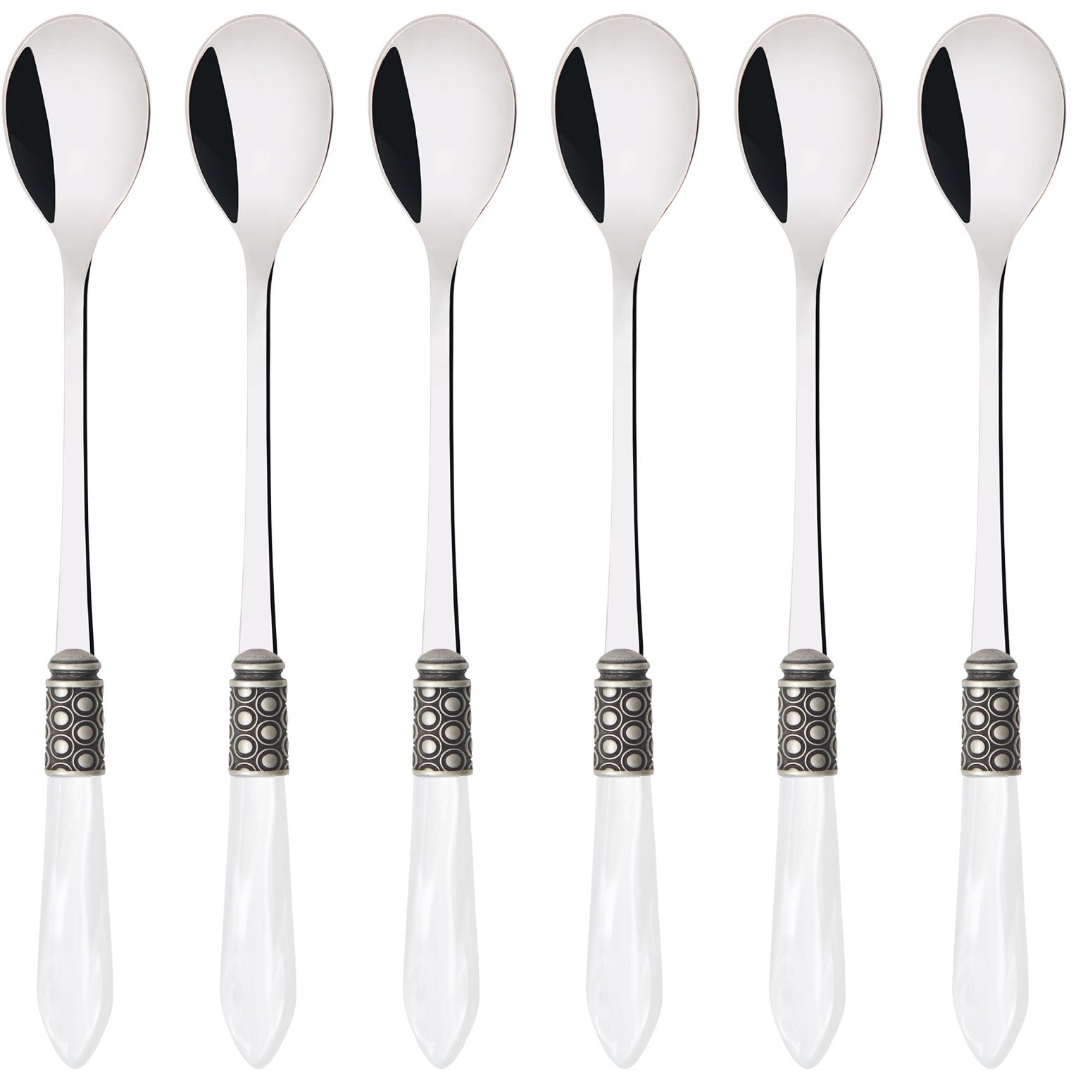 Optical Antique Ice Tea / Cocktail Spoon Set - white-Casa Bugatti USA