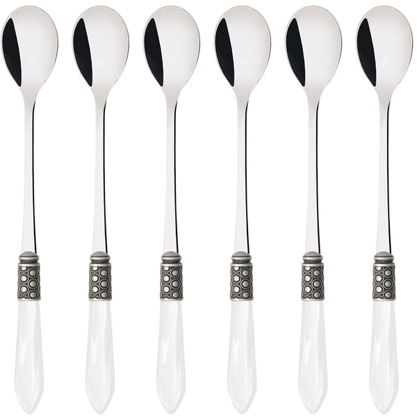 Optical Antique Ice Tea / Cocktail Spoon Set - White