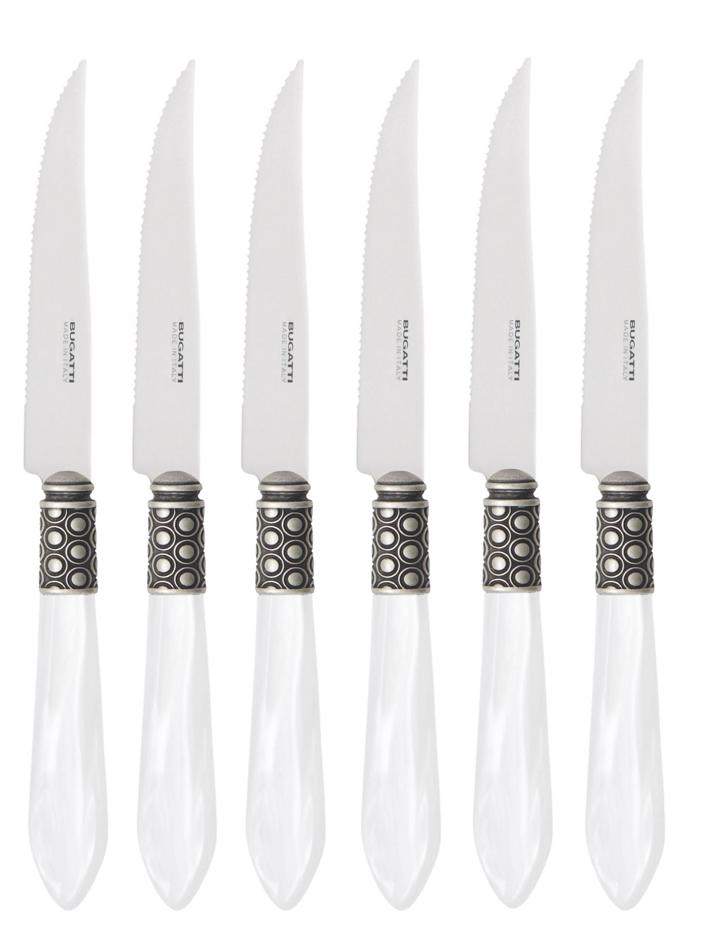 Optical Antique 6 Piece Steak knife Set - White