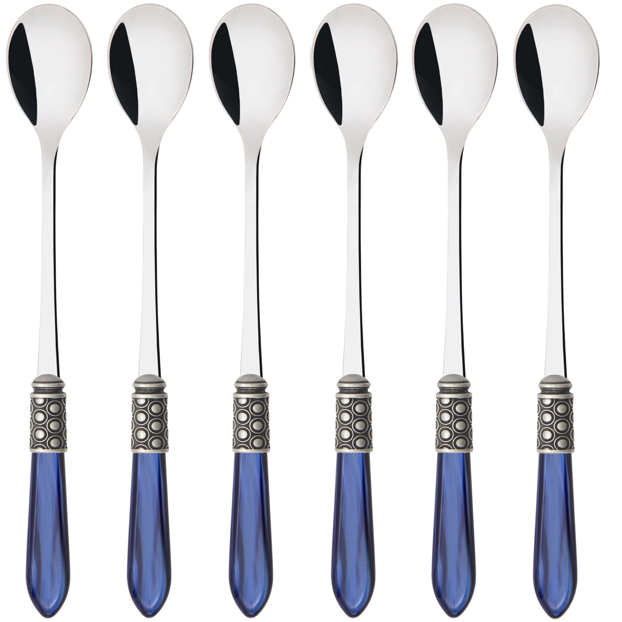 Optical Antique Ice Tea / Cocktail Spoon Set - royal blue-Casa Bugatti USA