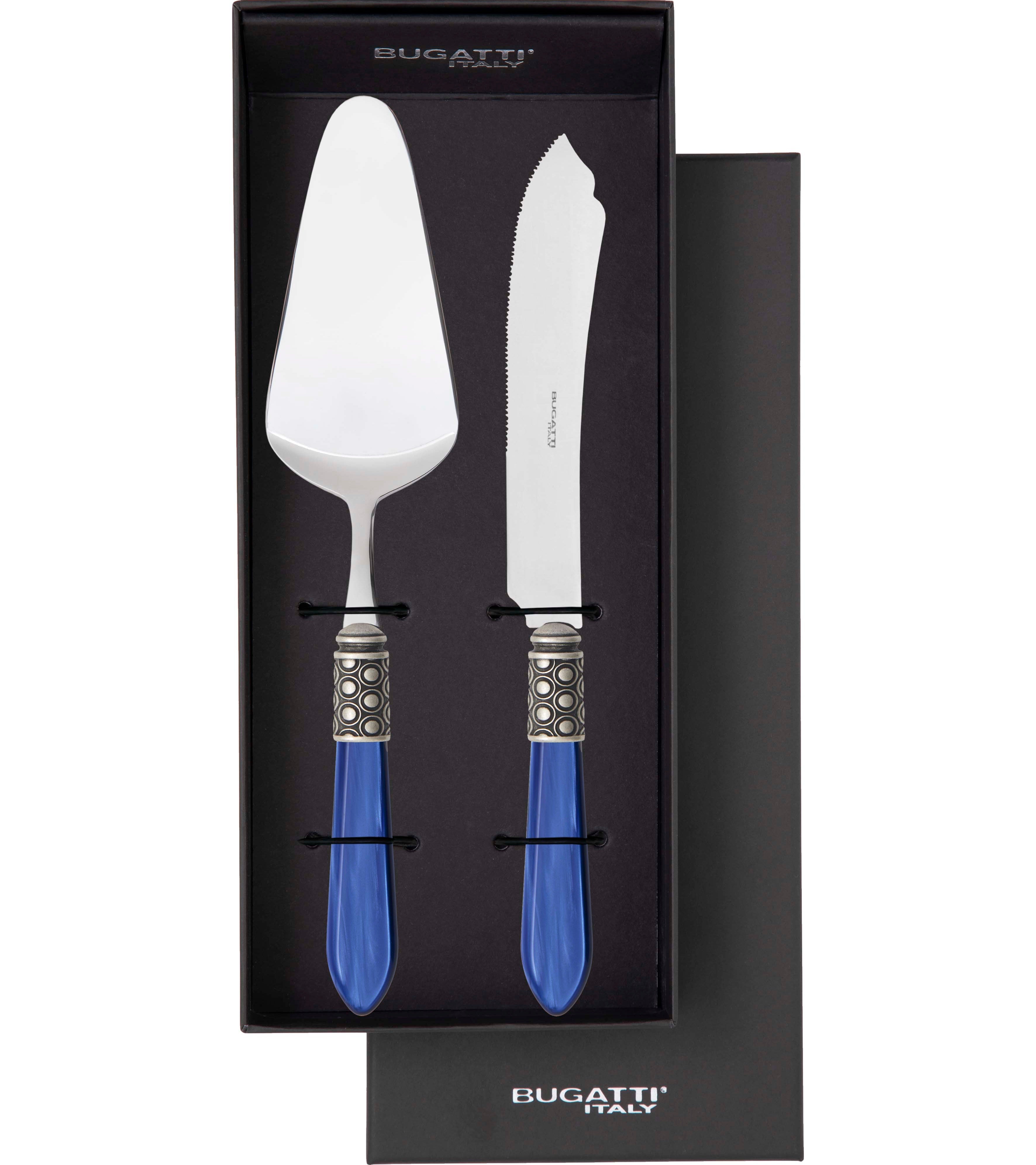 Optical Antique 2 Piece Cake Serving set - Royal Blue