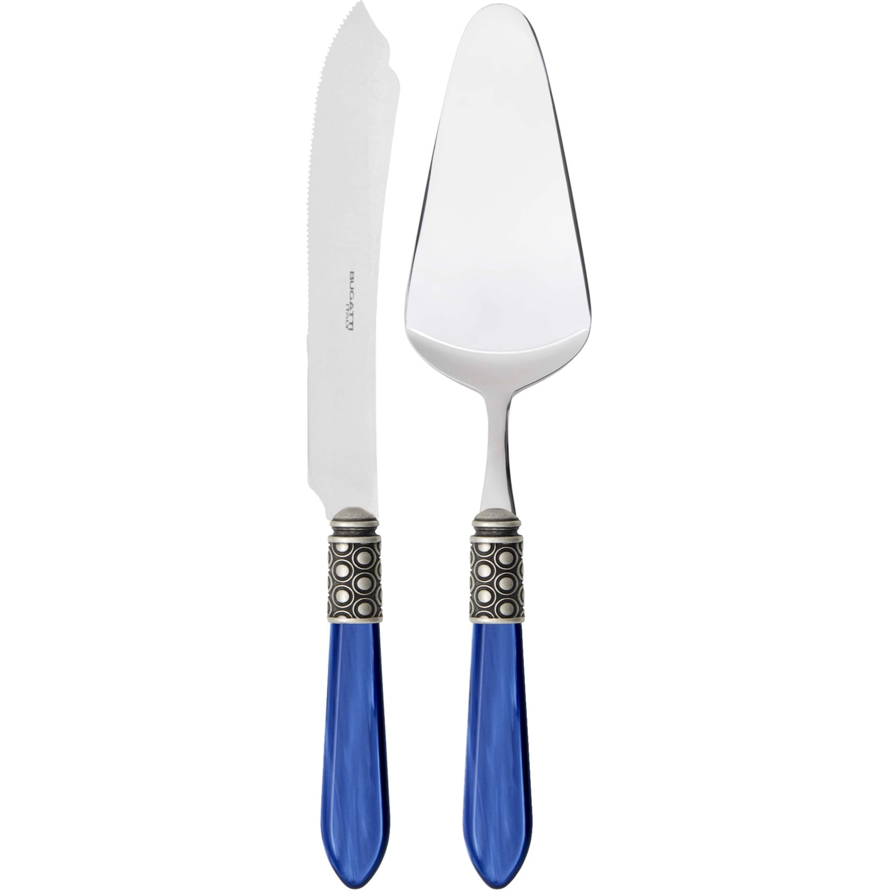 Optical Antique 2 Piece Cake Serving set - Royal Blue