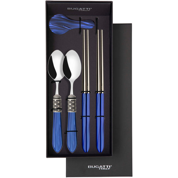 Optical Antique Chopsticks set for 2 - Royal Blue