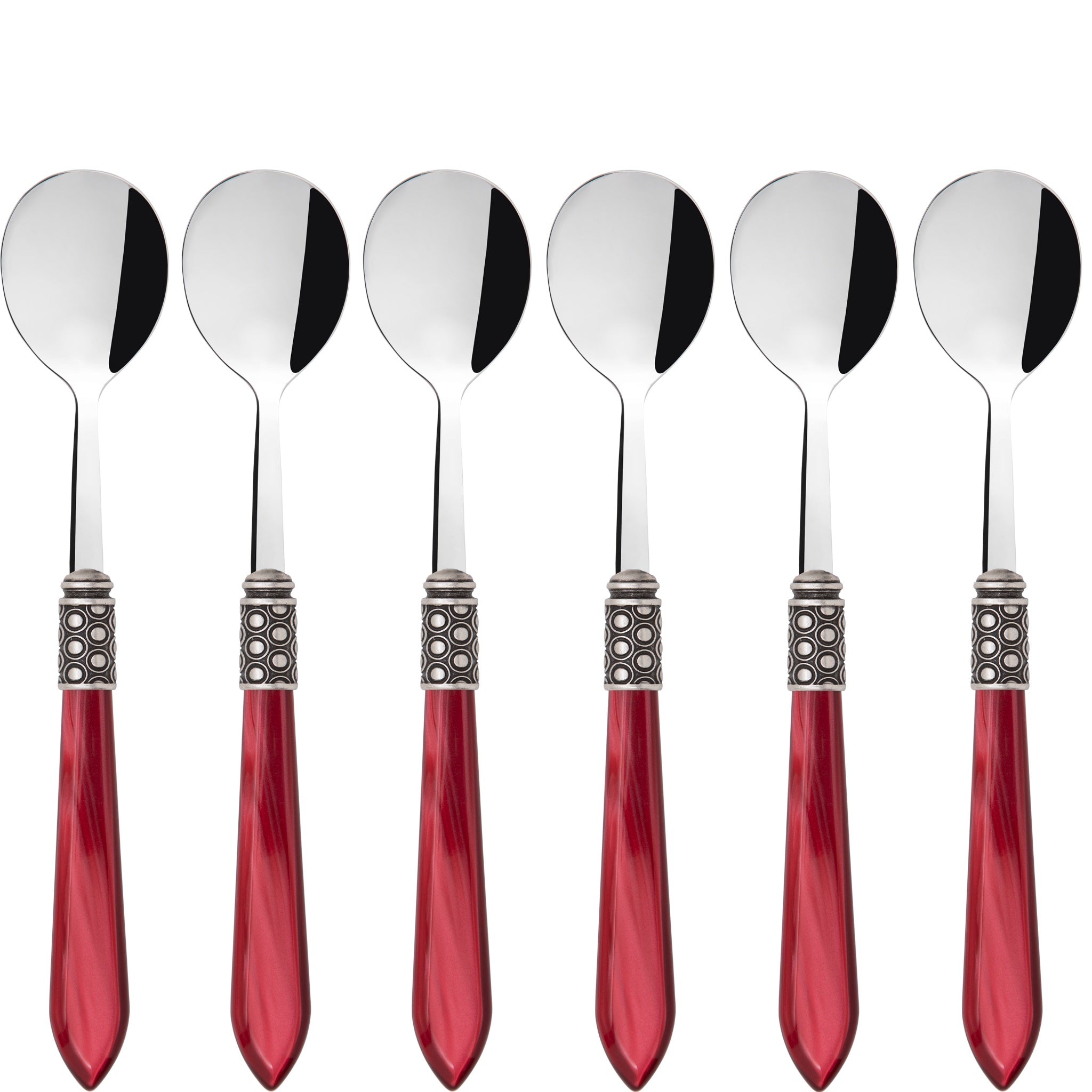Optical Antique Asian Rice Spoons Set - Burgundy