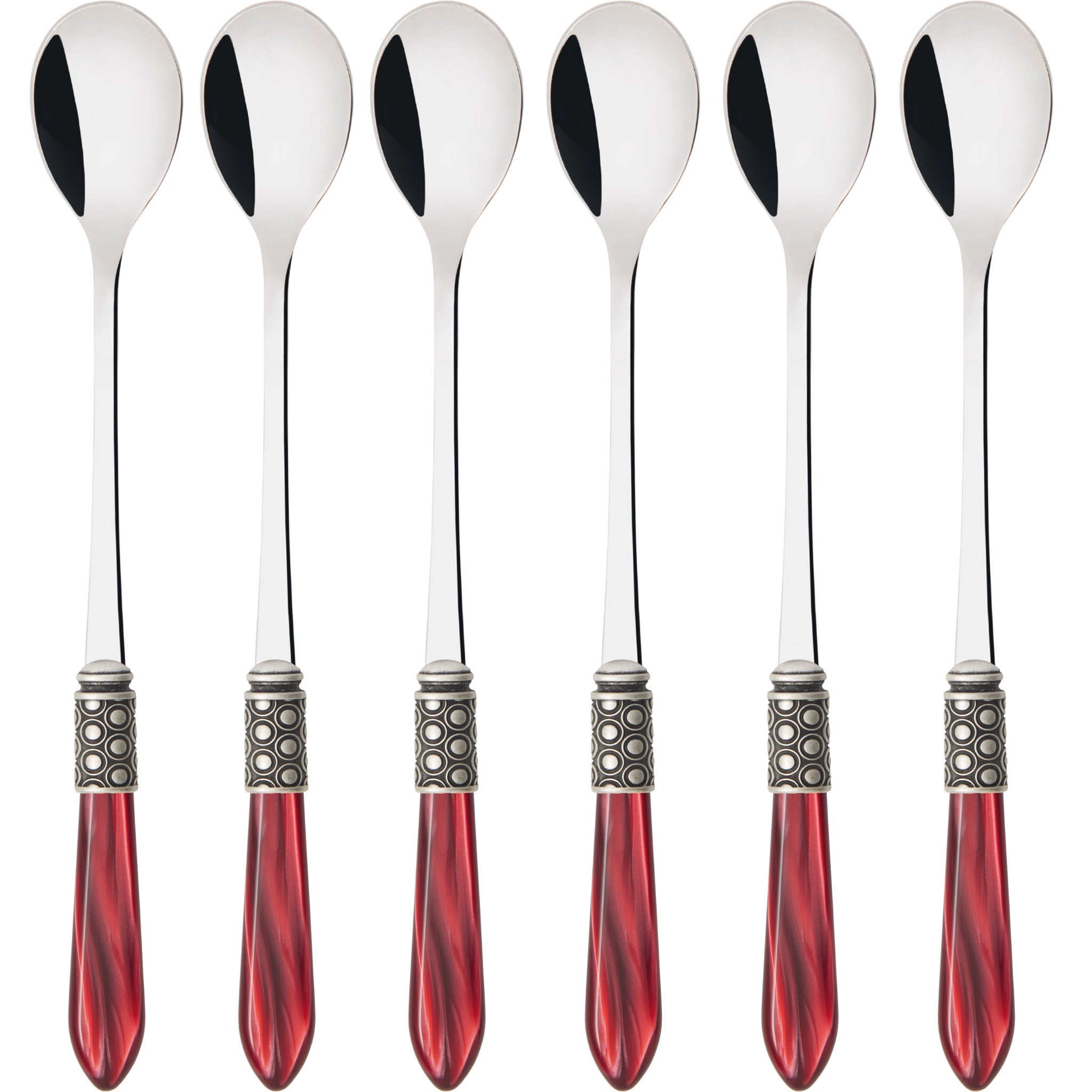 Optical Antique Ice Tea / Cocktail Spoon Set - burgundy-Casa Bugatti USA