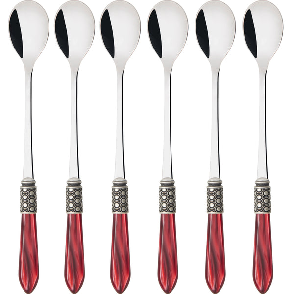Optical Antique Ice Tea / Cocktail Spoon Set - Burgundy