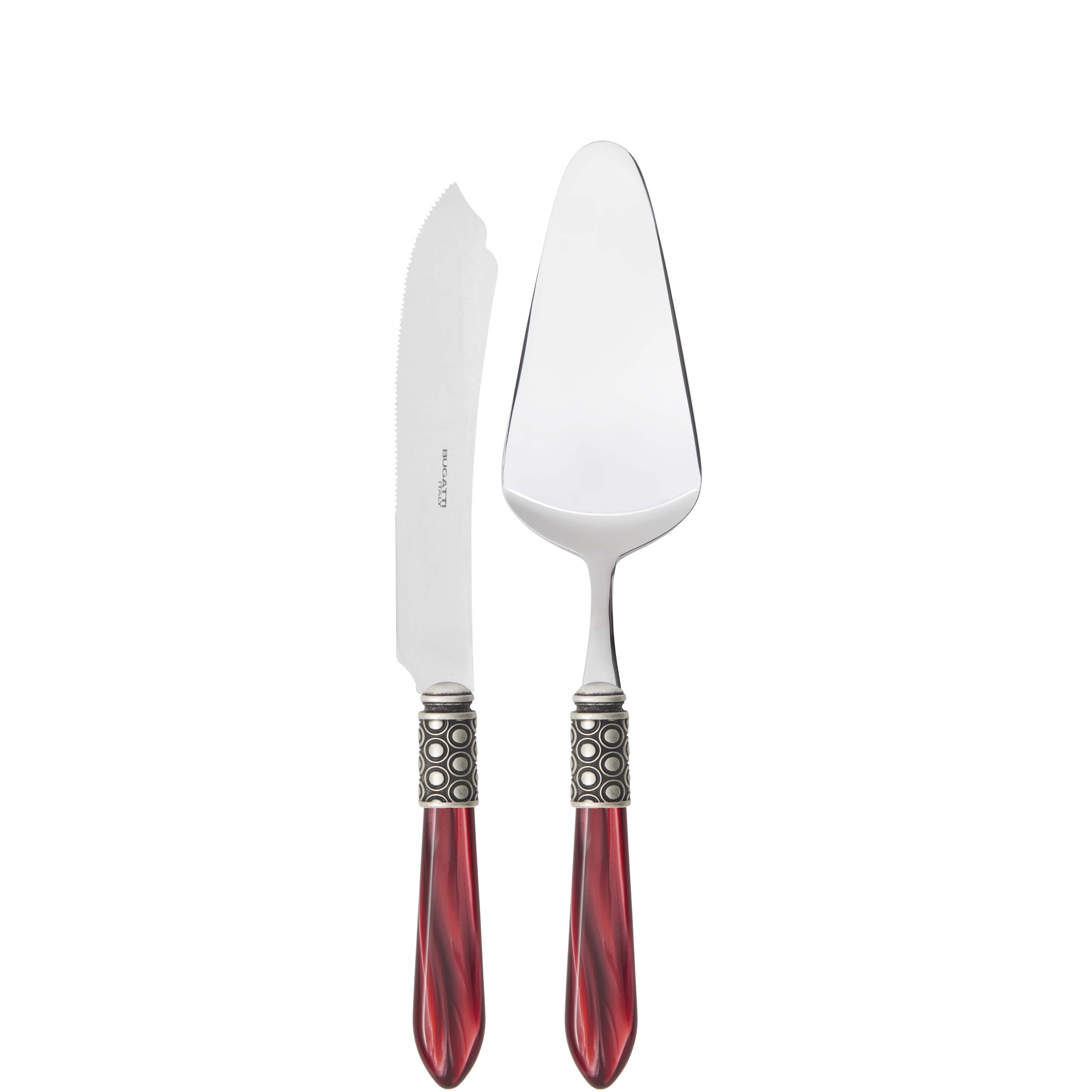 Optical Antique 2 Piece Cake Serving set - burgundy-Casa Bugatti USA