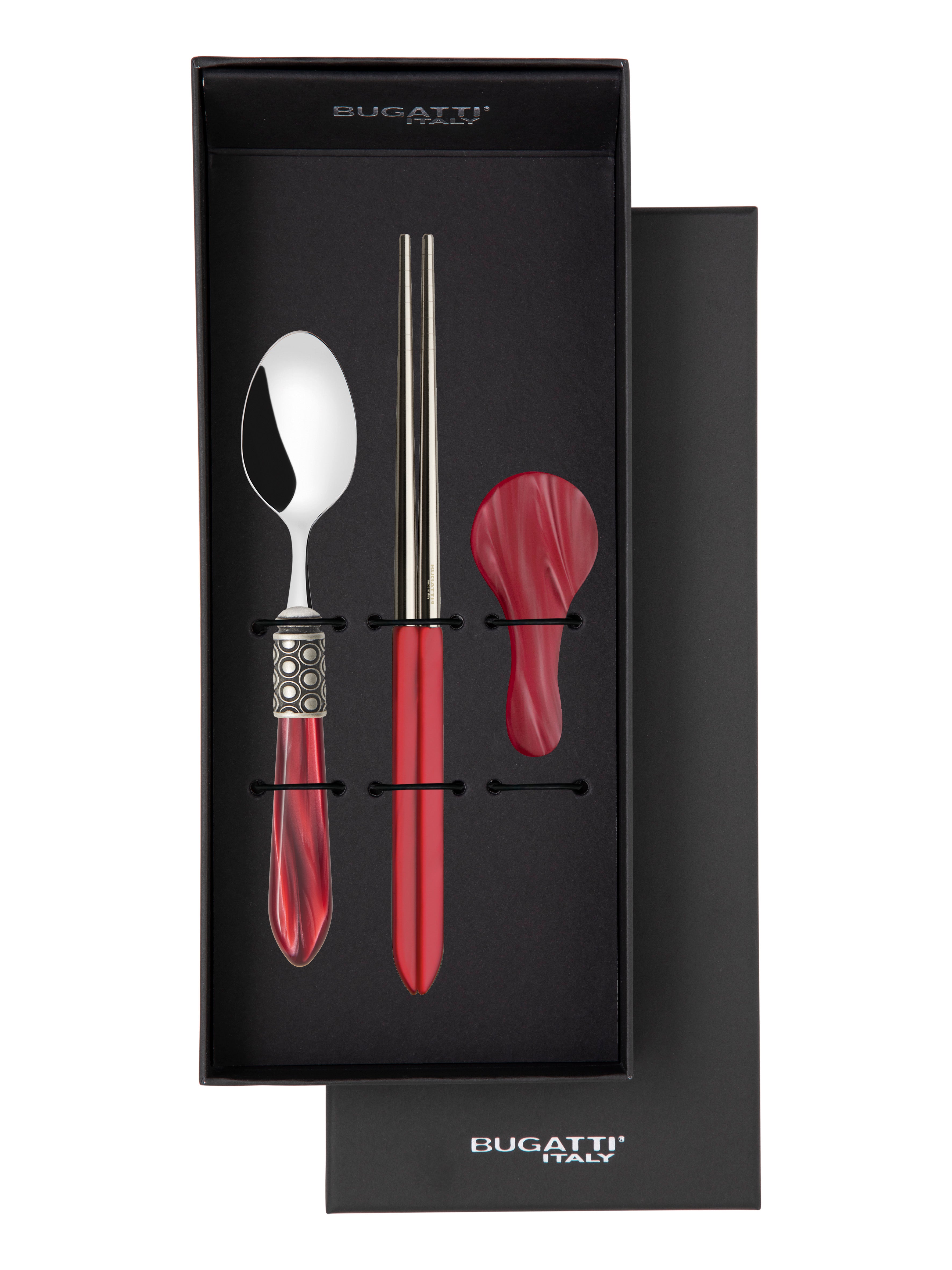 Optical Antique Chopticks set for 1 in gift box - Burgundy