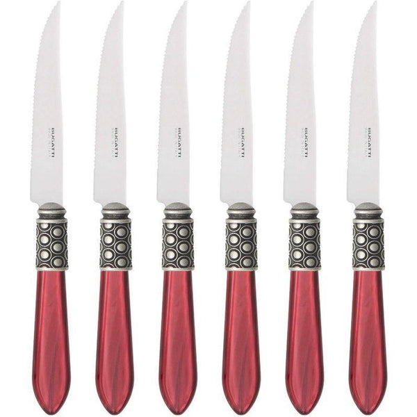 Optical Antique 6 Piece Steak knife Set - Burgundy