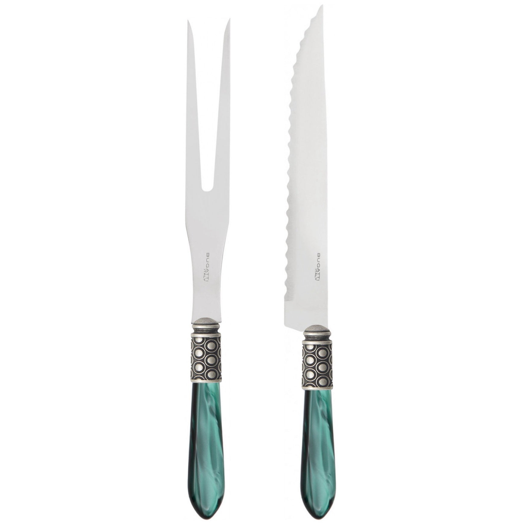 Optical Antique Roast Carving Set - Emerald Green