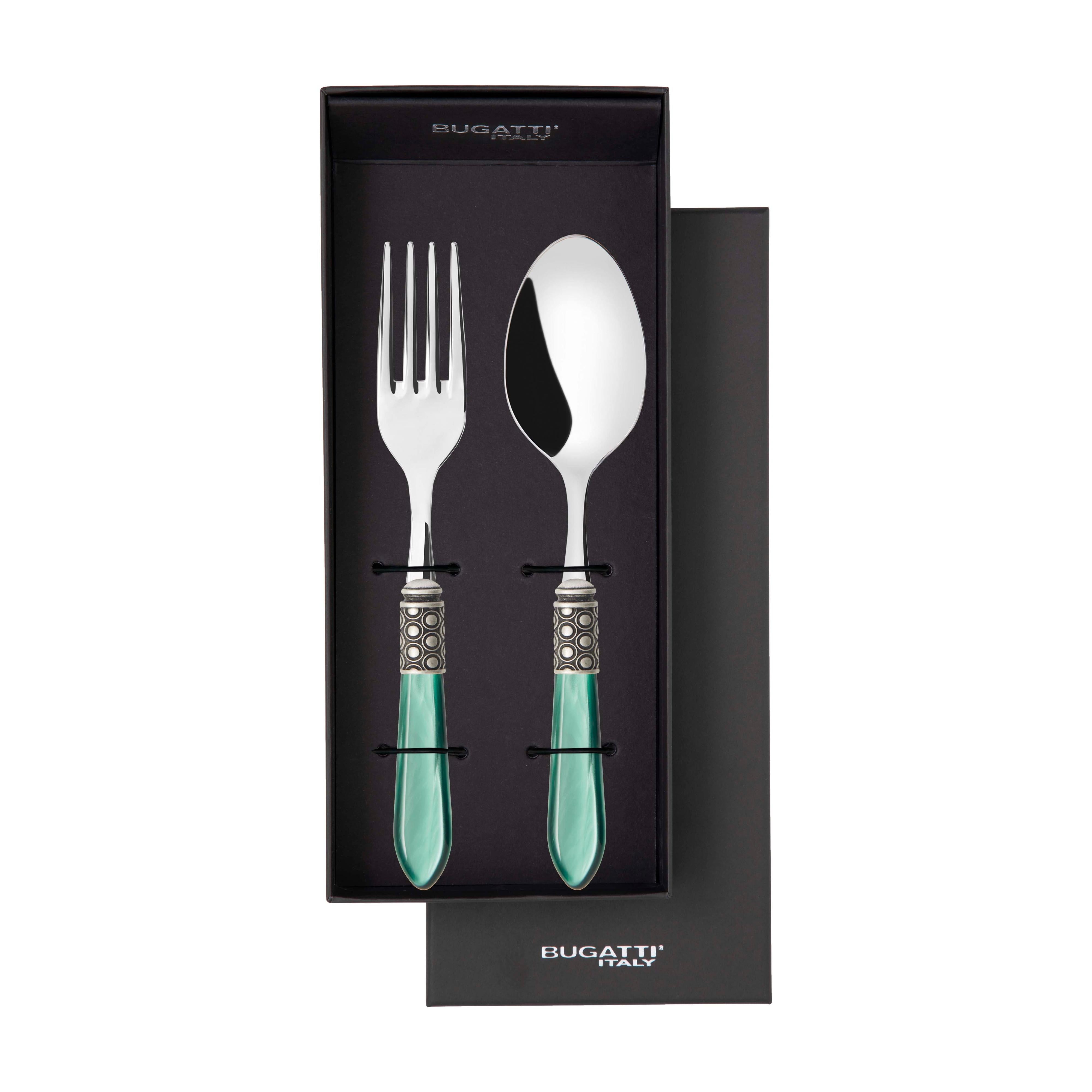 Optical Antique 2 Piece Serving Set - Emerald Green