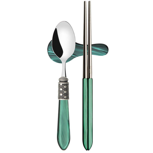 Optical Antique Chopticks set for 1 in gift box - Emerald Green