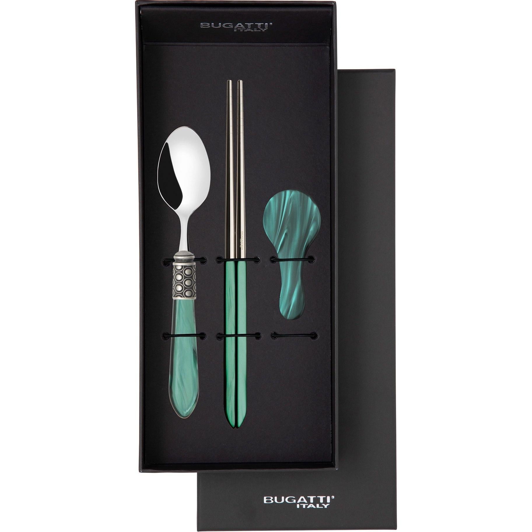 Optical Antique Chopticks set for 1 in gift box - Emerald Green