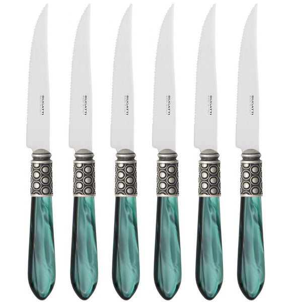 Optical Antique 6 Piece Steak knife Set - Emerald Green