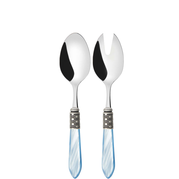 Optical Antique 2 Piece Salad Servers - Sky Blue