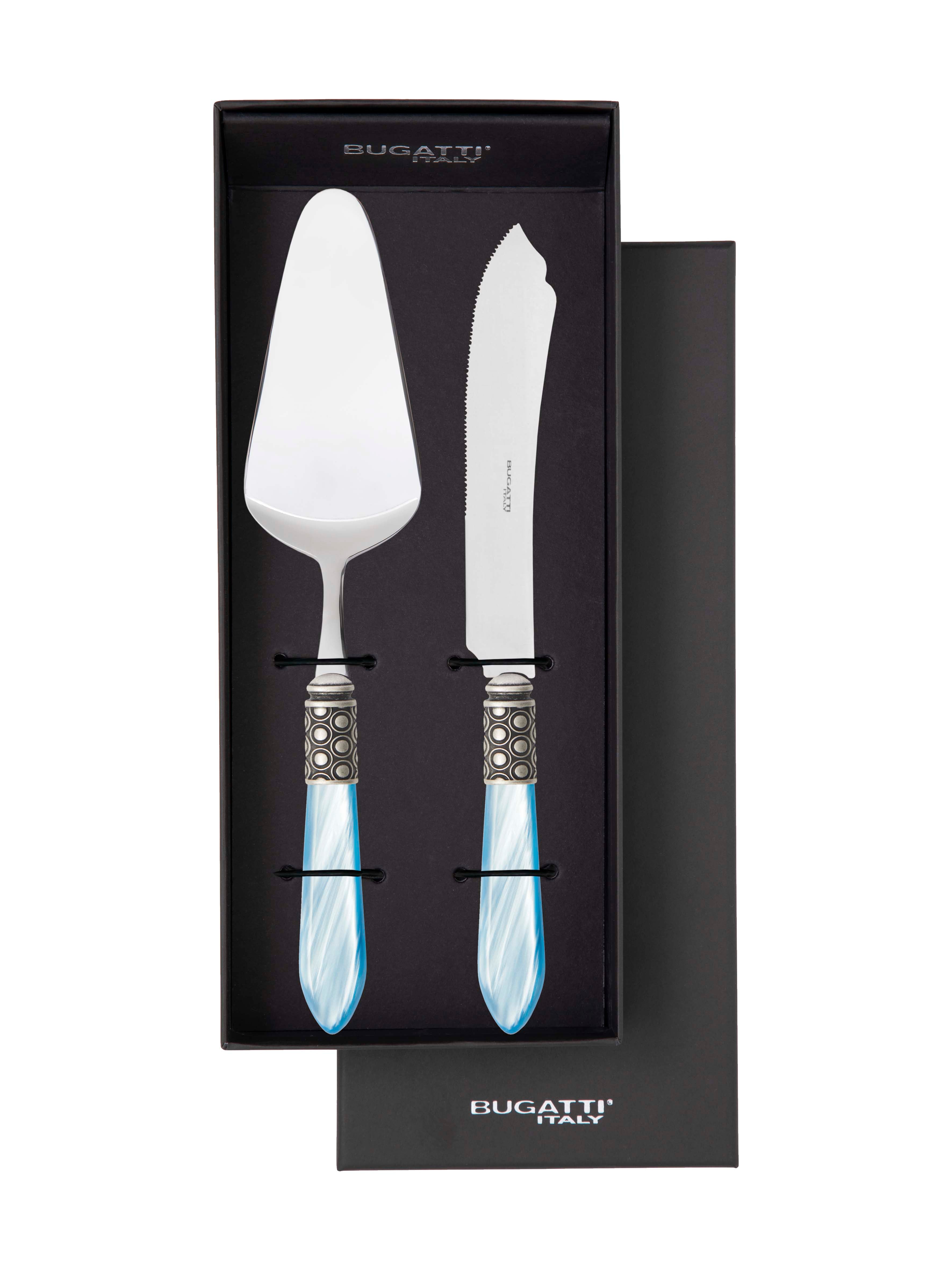 Optical Antique 2 Piece Cake Serving set - Sky Blue