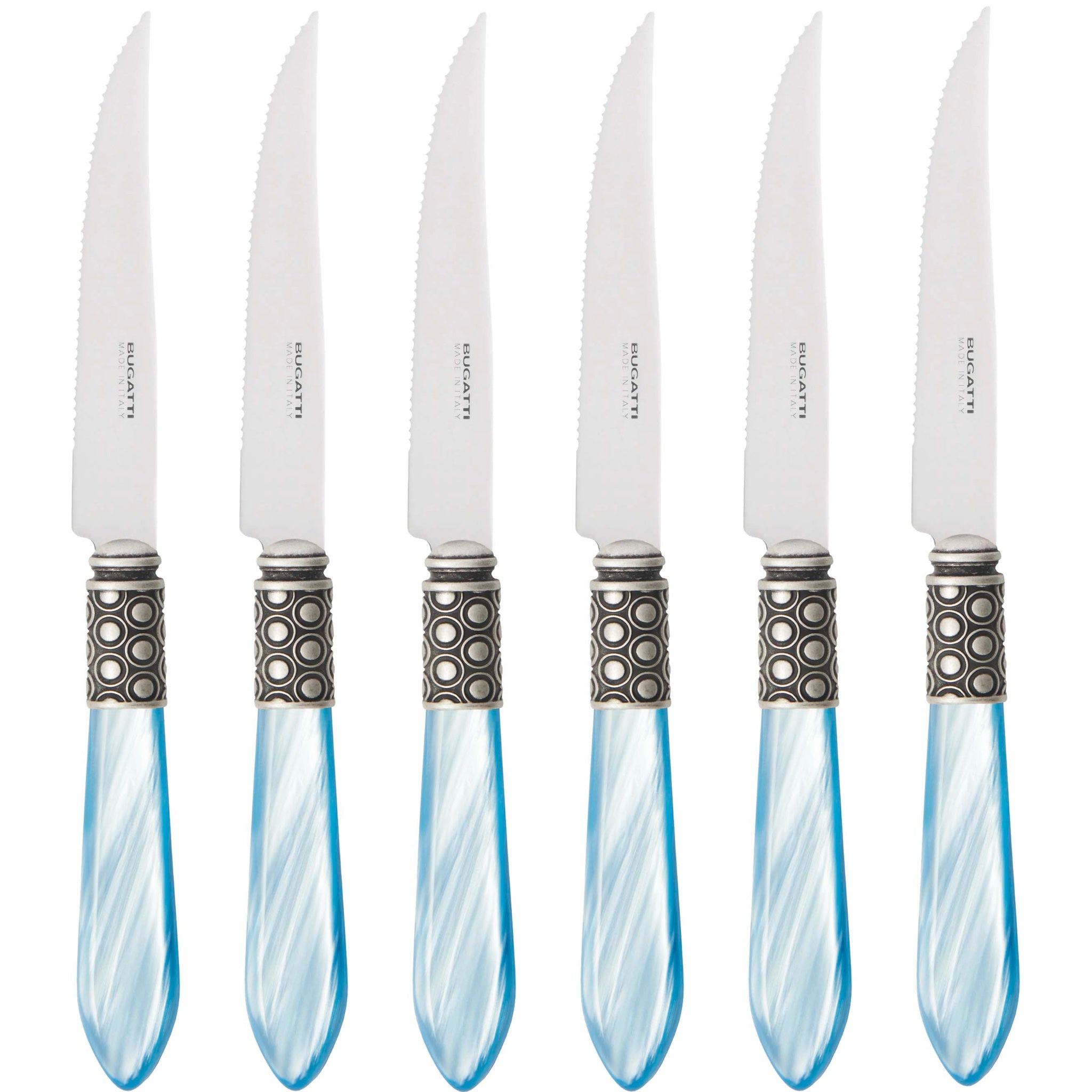 Optical Antique 6 Piece Steak knife Set - Sky Blue