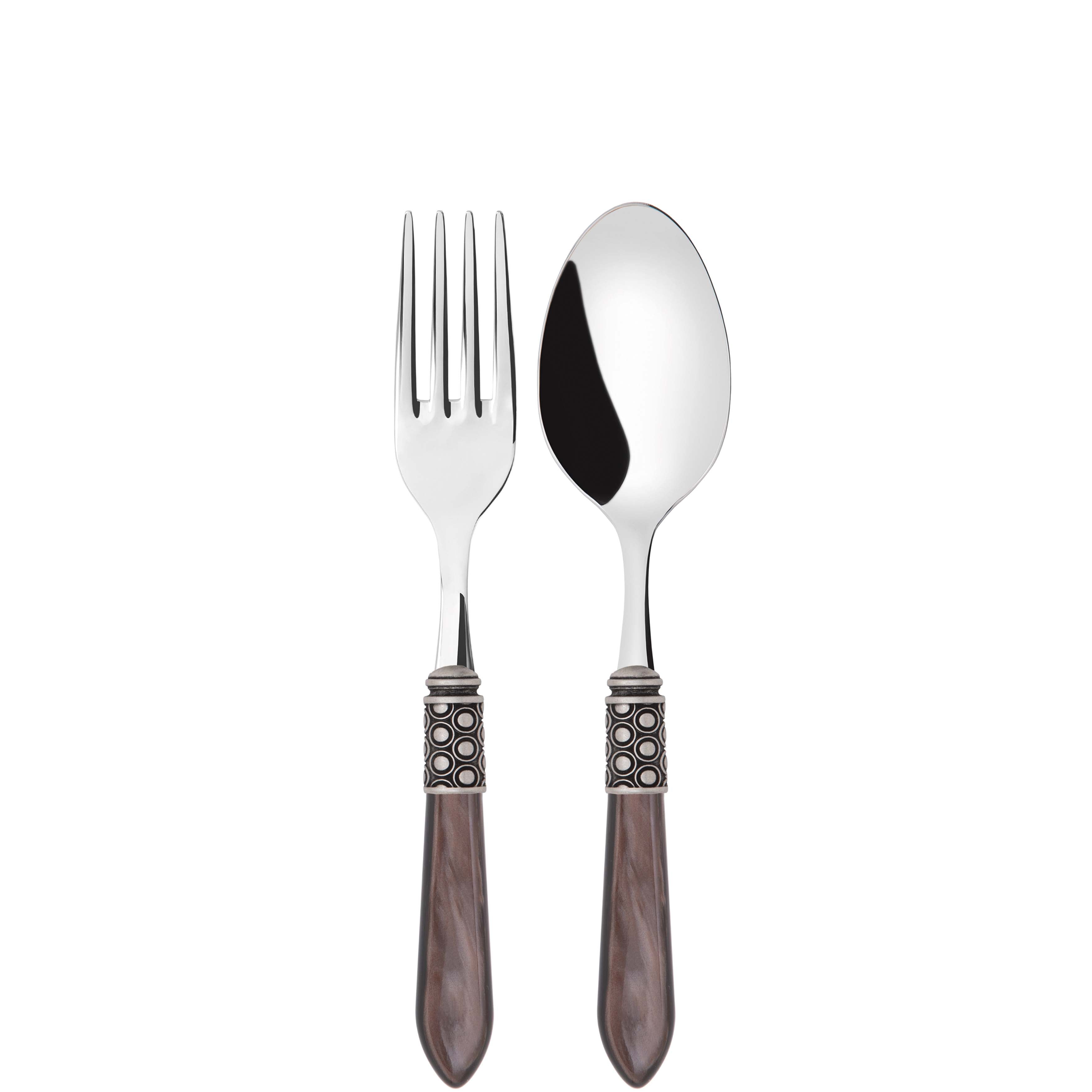 Optical Antique 2 Piece Serving Set - Chocolate
