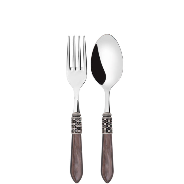 Optical Antique 2 Piece Serving Set - Chocolate