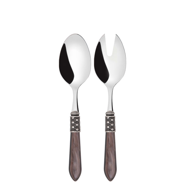 Optical Antique 2 Piece Salad Servers - Chocolate