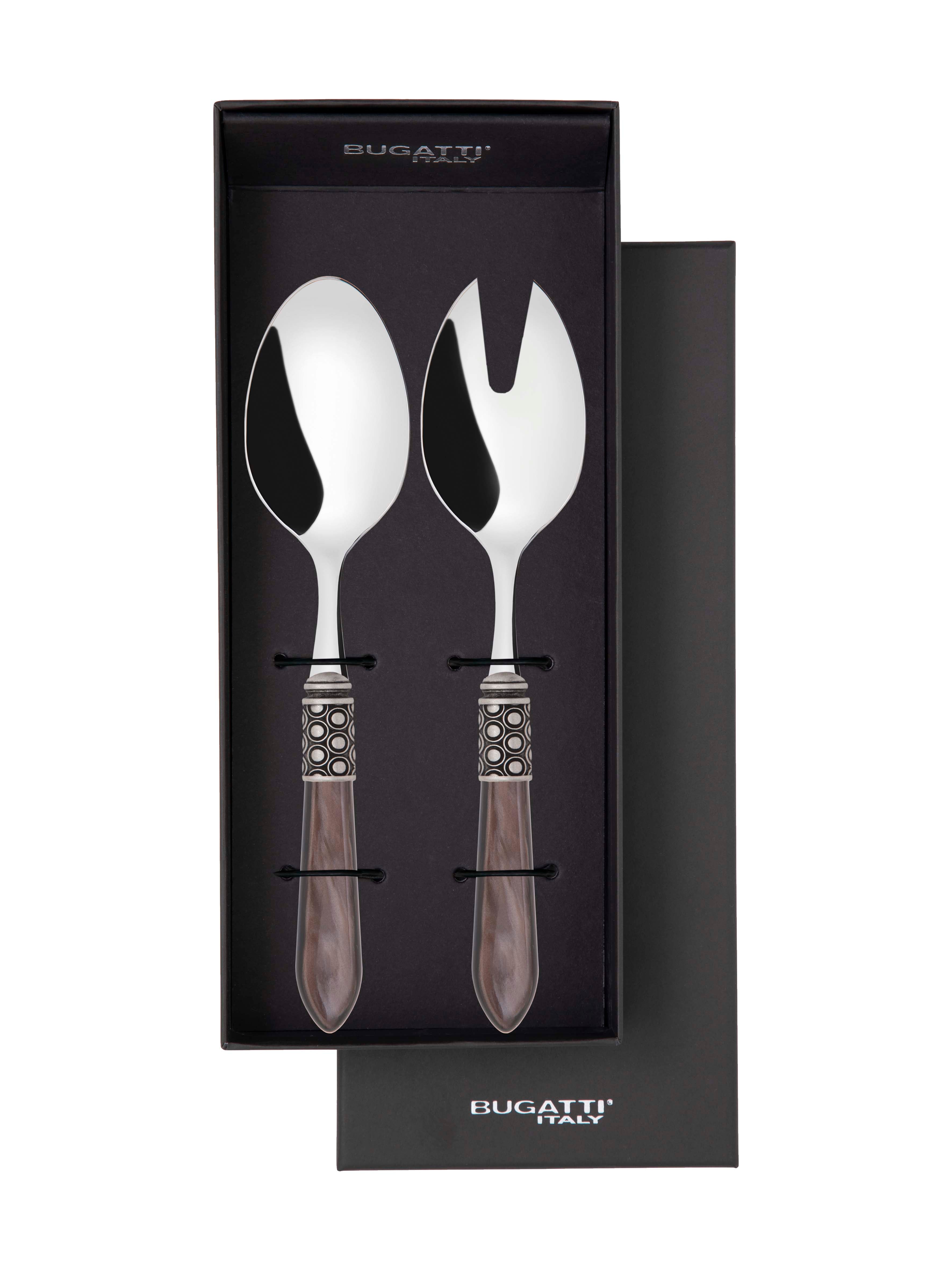 Optical Antique 2 Piece Salad Servers - Chocolate