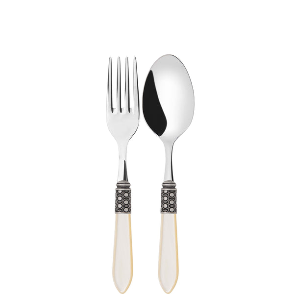 Optical Antique 2 Piece Serving Set - Ivory