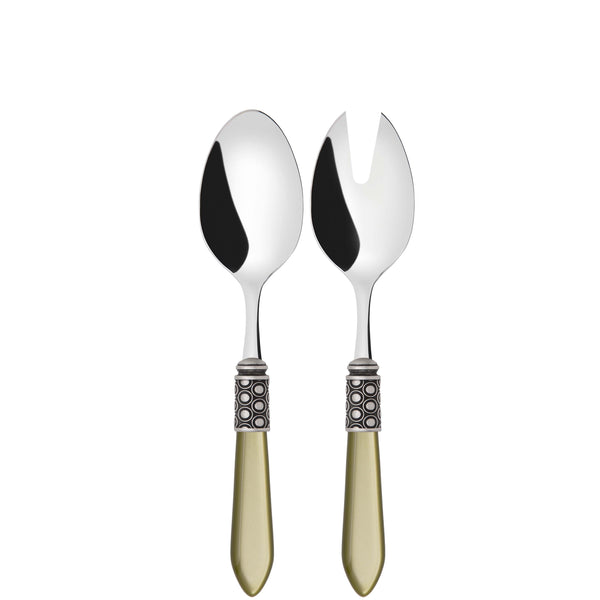 Optical Antique 2 Piece Salad Servers - Chartreuse Green