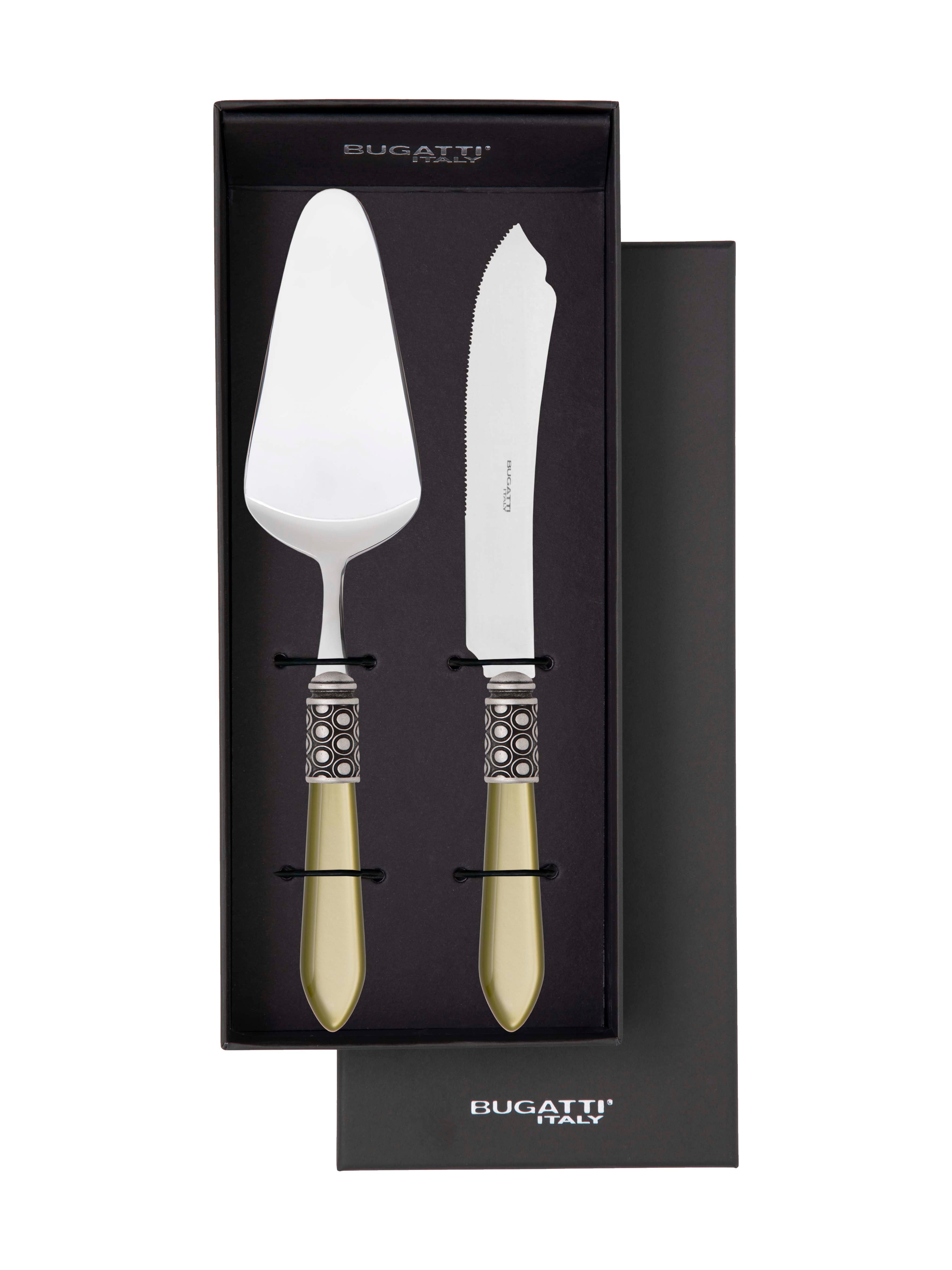 Optical Antique 2 Piece Cake Serving set - Chartreuse Green