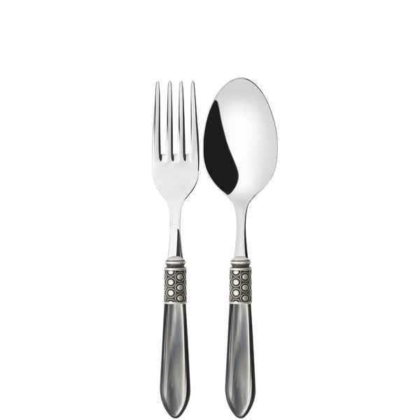 Optical Antique 2 Piece Serving Set - Gray