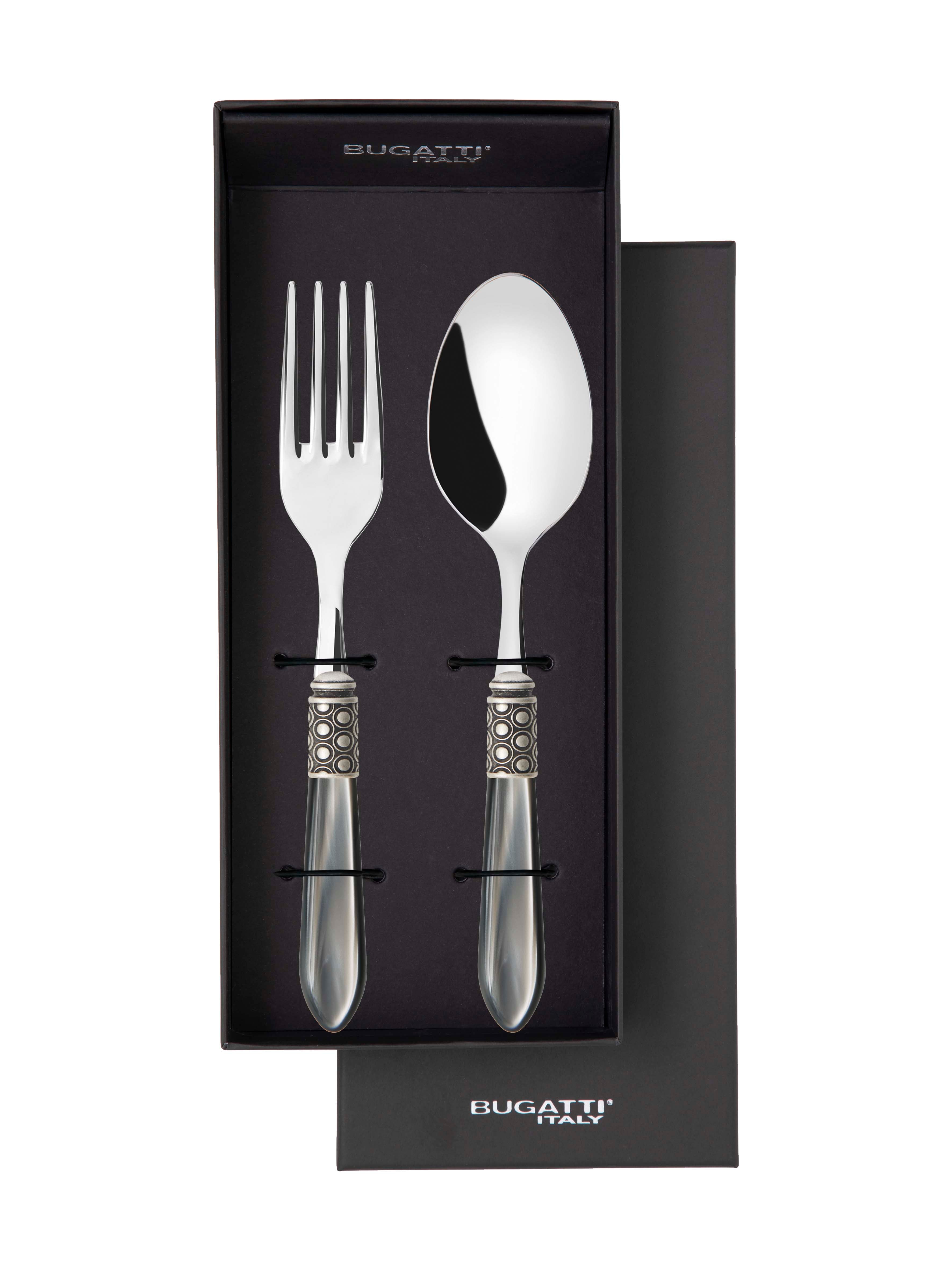 Optical Antique 2 Piece Serving Set - Gray