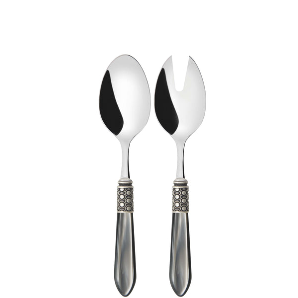 Optical Antique 2 Piece Salad Servers - Gray
