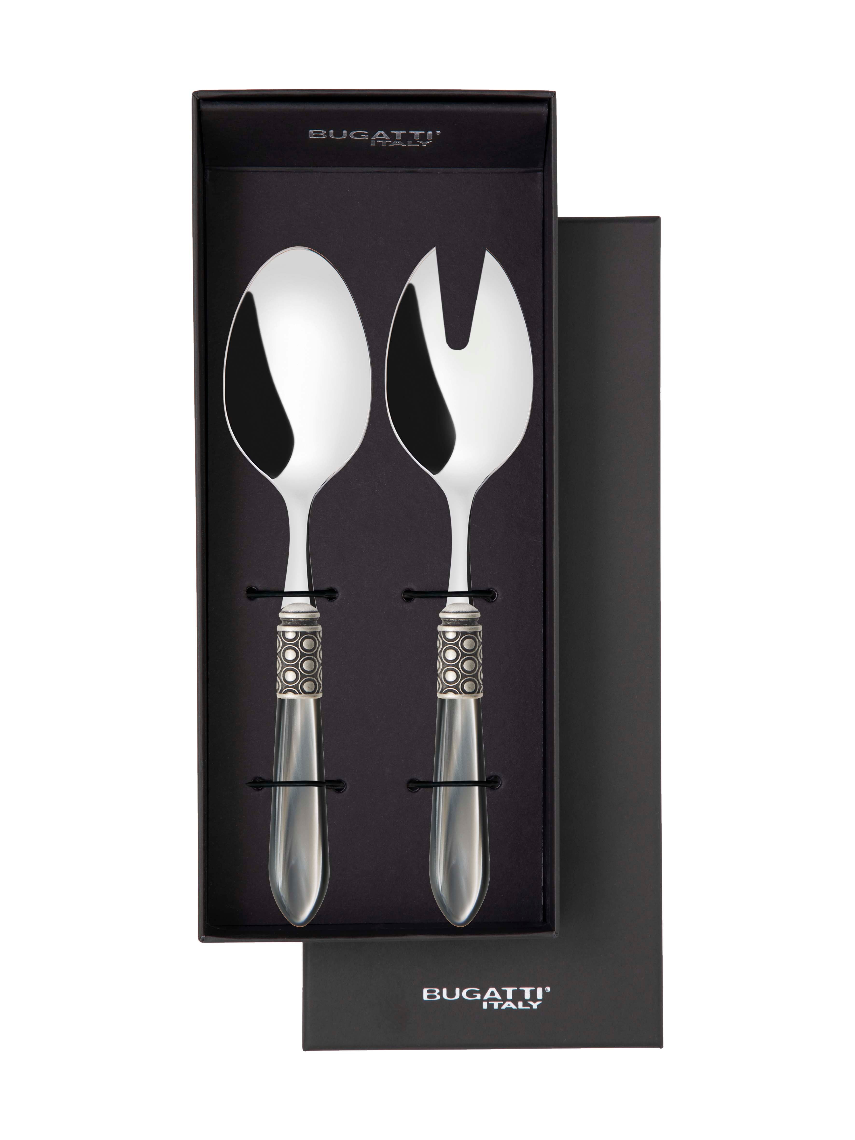 Optical Antique 2 Piece Salad Servers - gray-Casa Bugatti USA