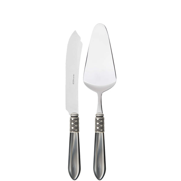 Optical Antique 2 Piece Cake Serving set - Gray