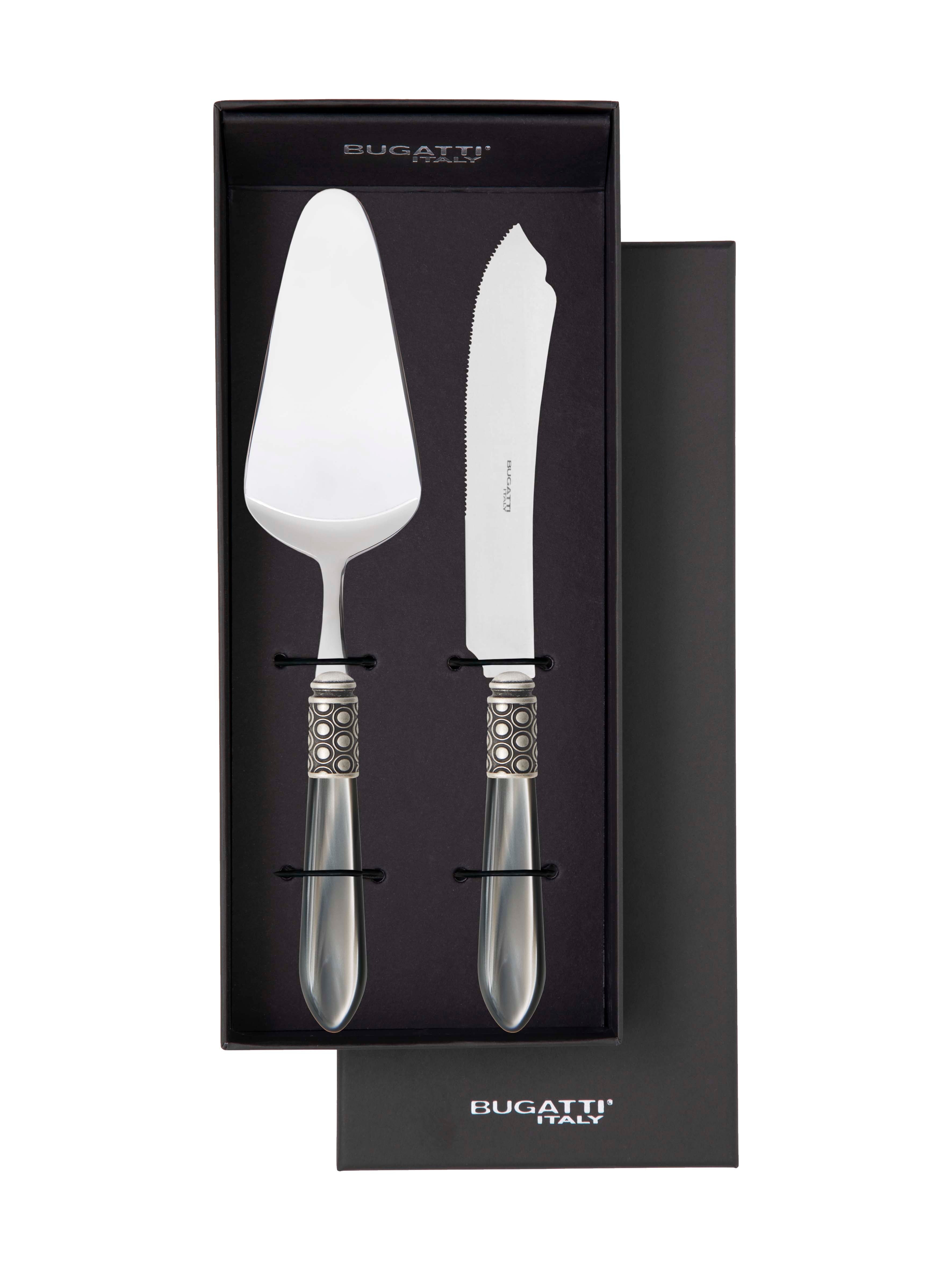 Optical Antique 2 Piece Cake Serving set - Gray