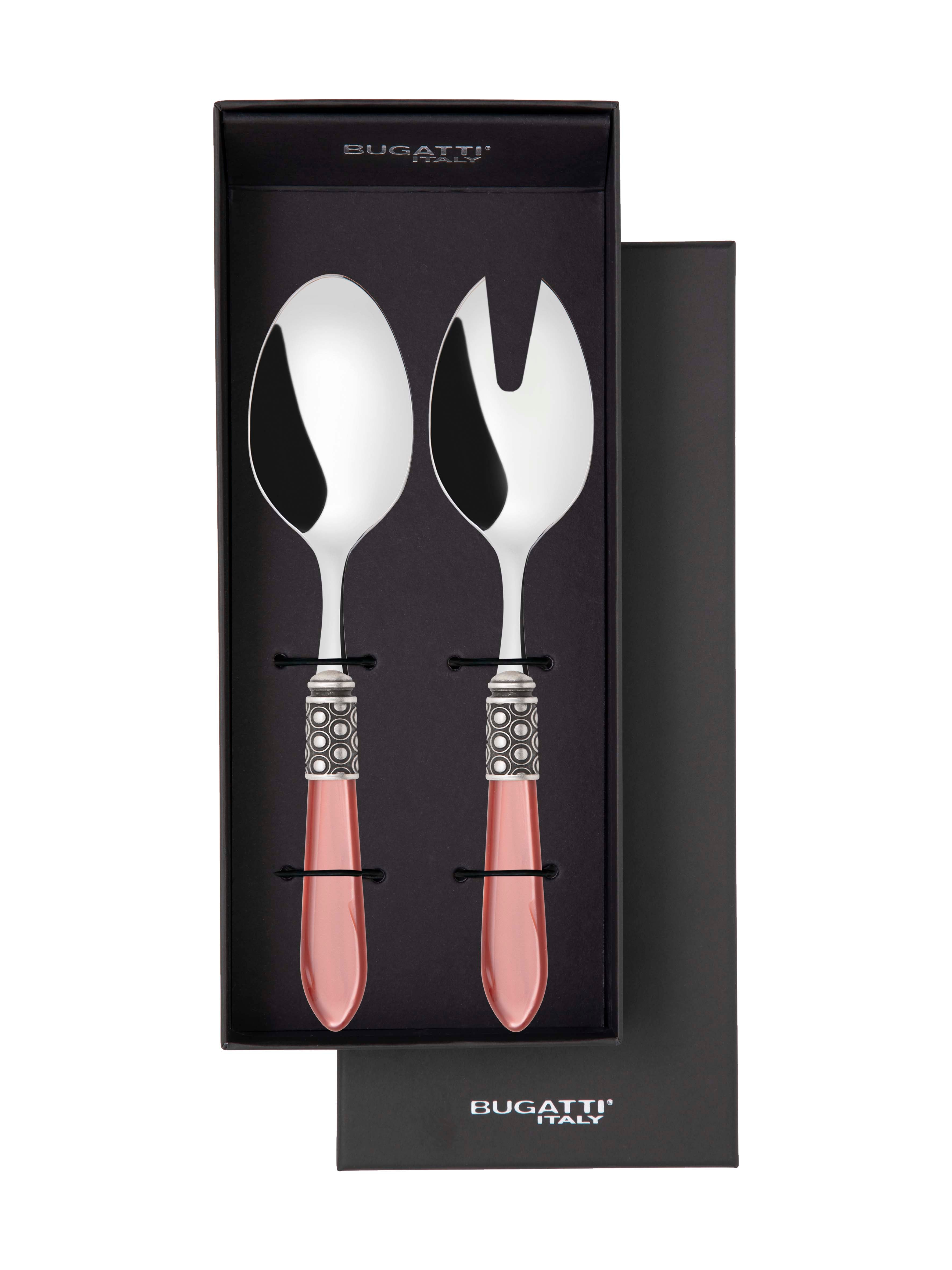 Optical Antique 2 Piece Salad Servers - Rust