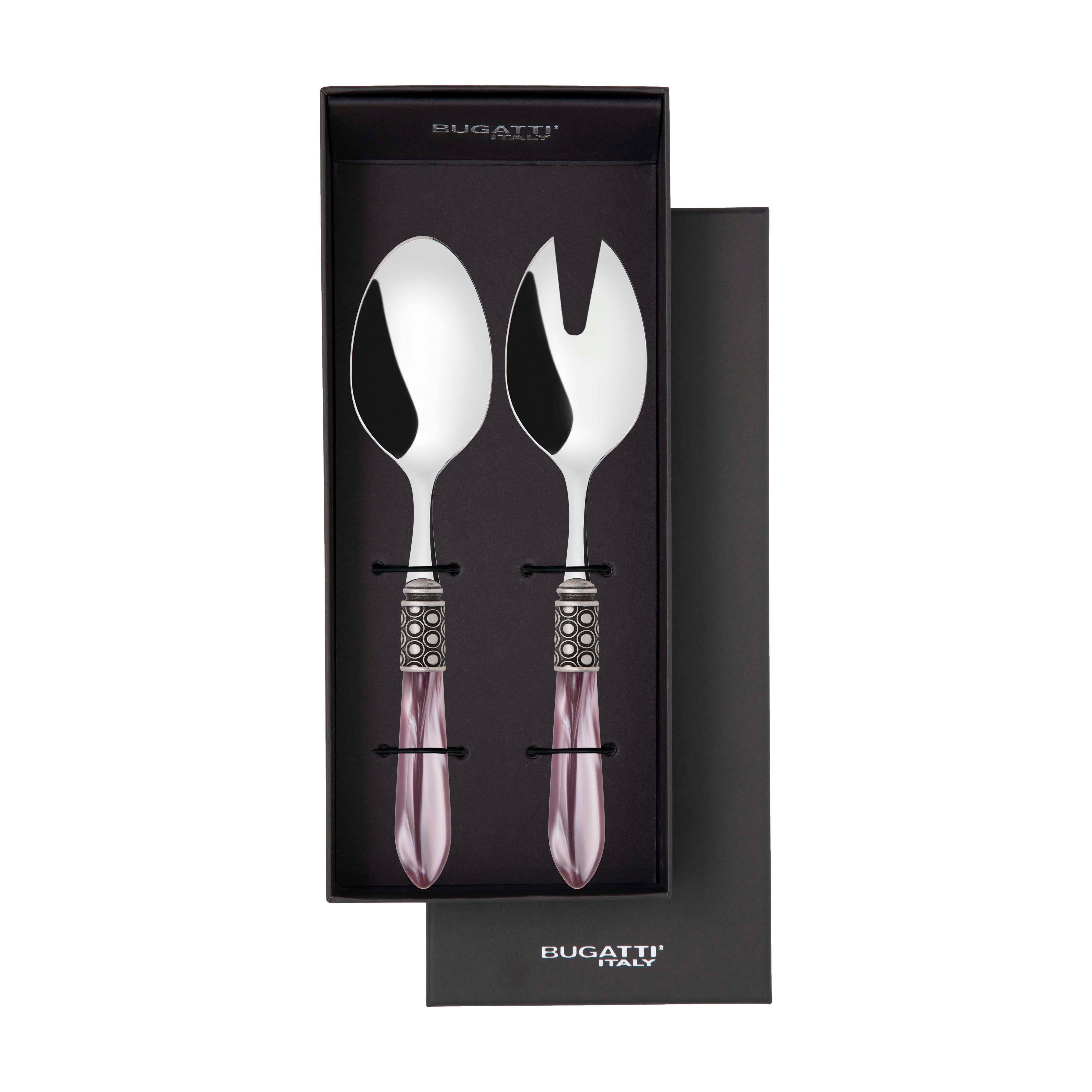 Optical Antique 2 Piece Salad Servers - Lilac