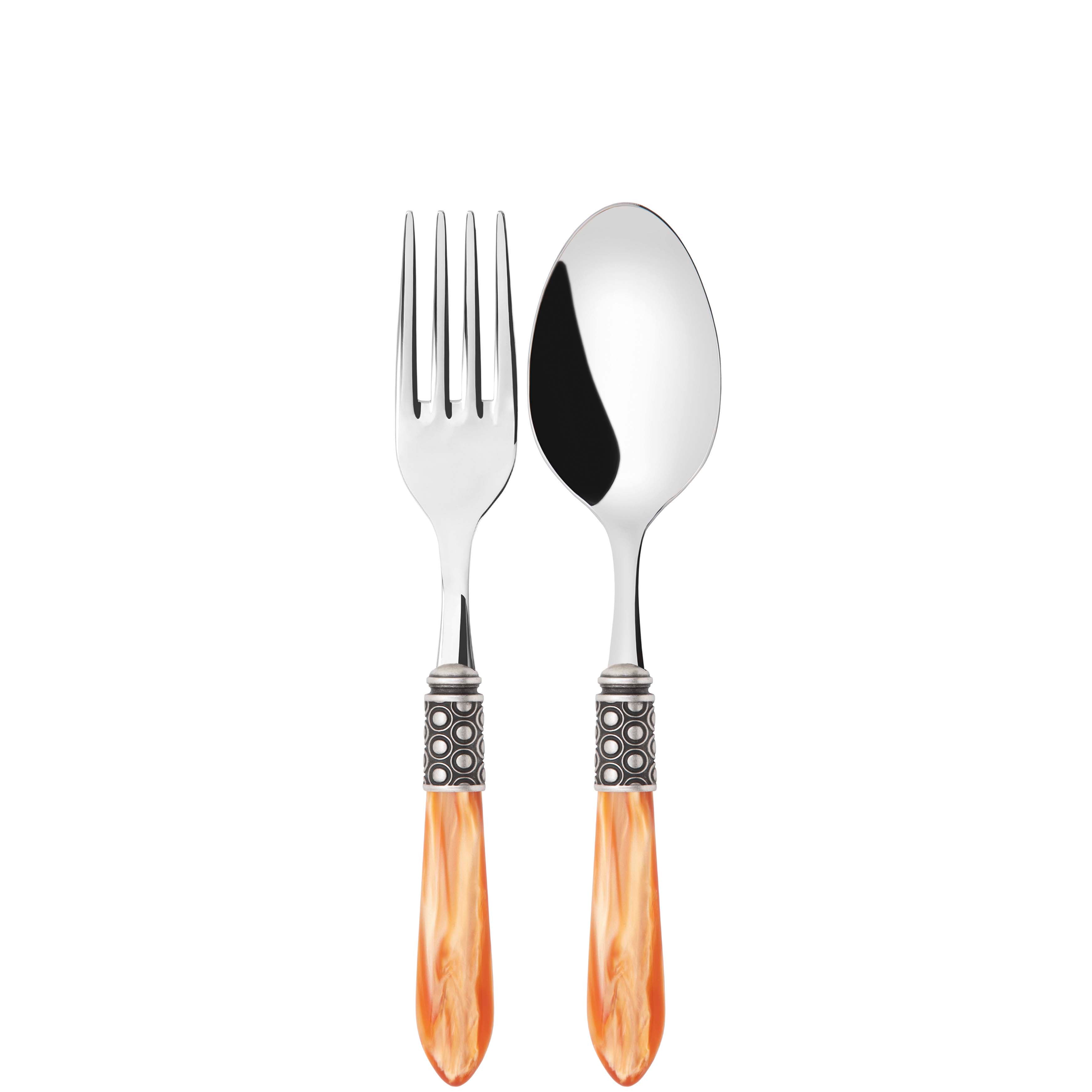 Optical Antique 2 Piece Serving Set - Tangerine