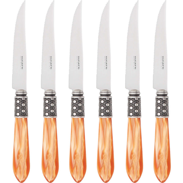 Optical Antique 6 Piece Steak knife Set - Tangerine