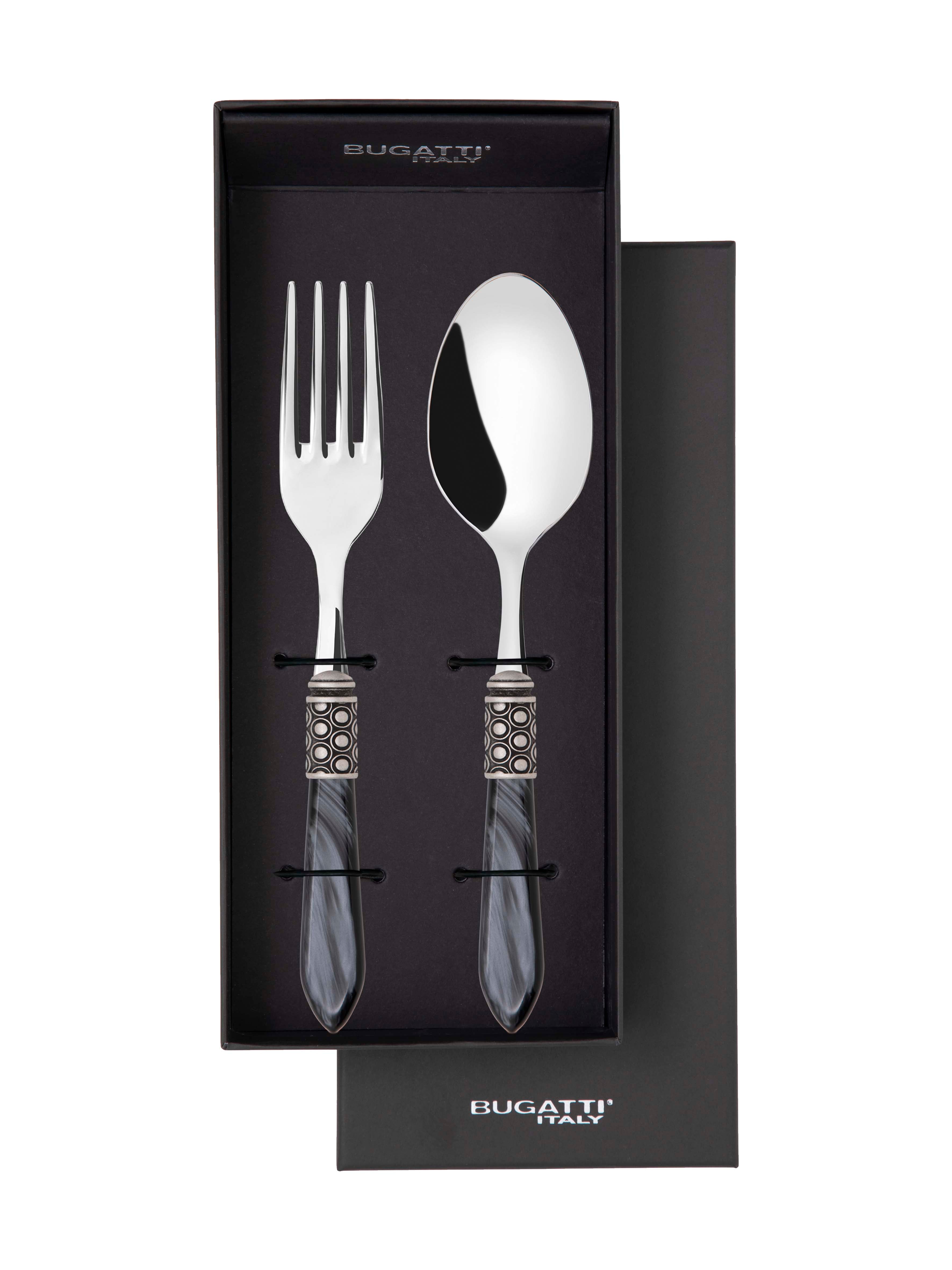 Optical Antique 2 Piece Serving Set - Charcoal
