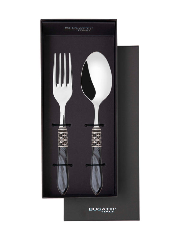 Optical Antique 2 Piece Serving Set - Charcoal