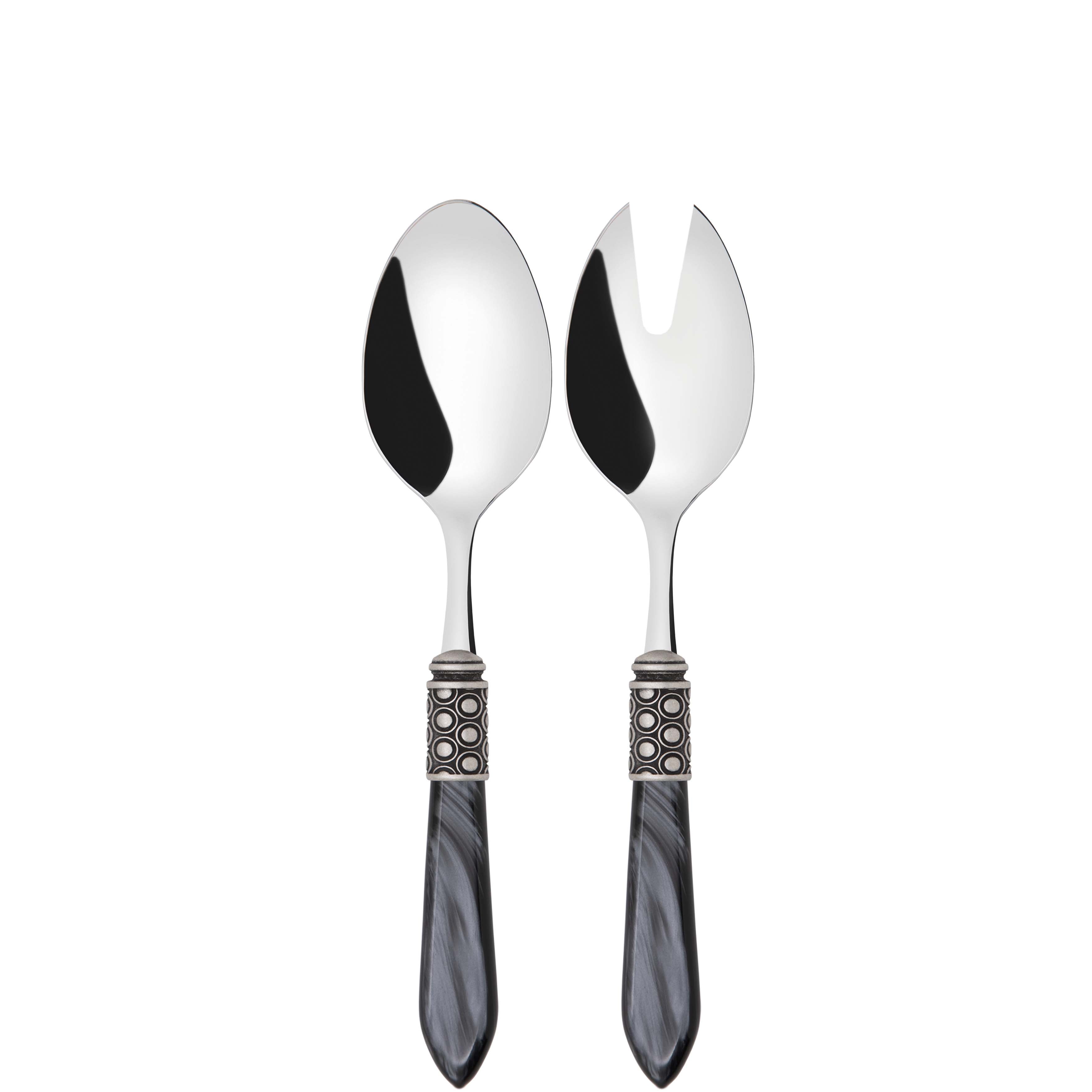 Optical Antique 2 Piece Salad Servers - Charcoal