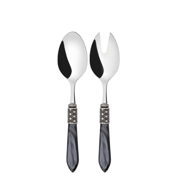Optical Antique 2 Piece Salad Servers - Charcoal