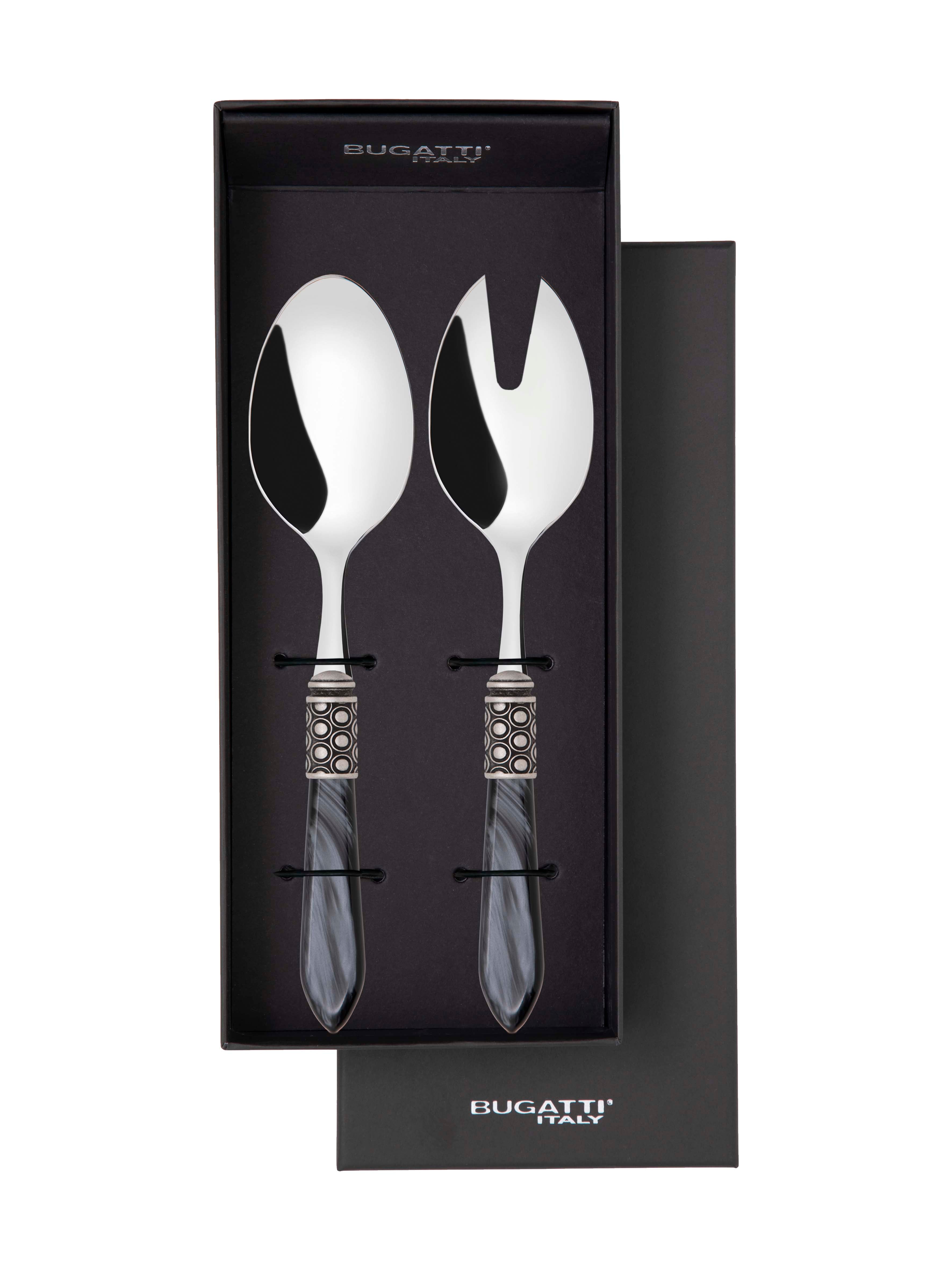 Optical Antique 2 Piece Salad Servers - Charcoal
