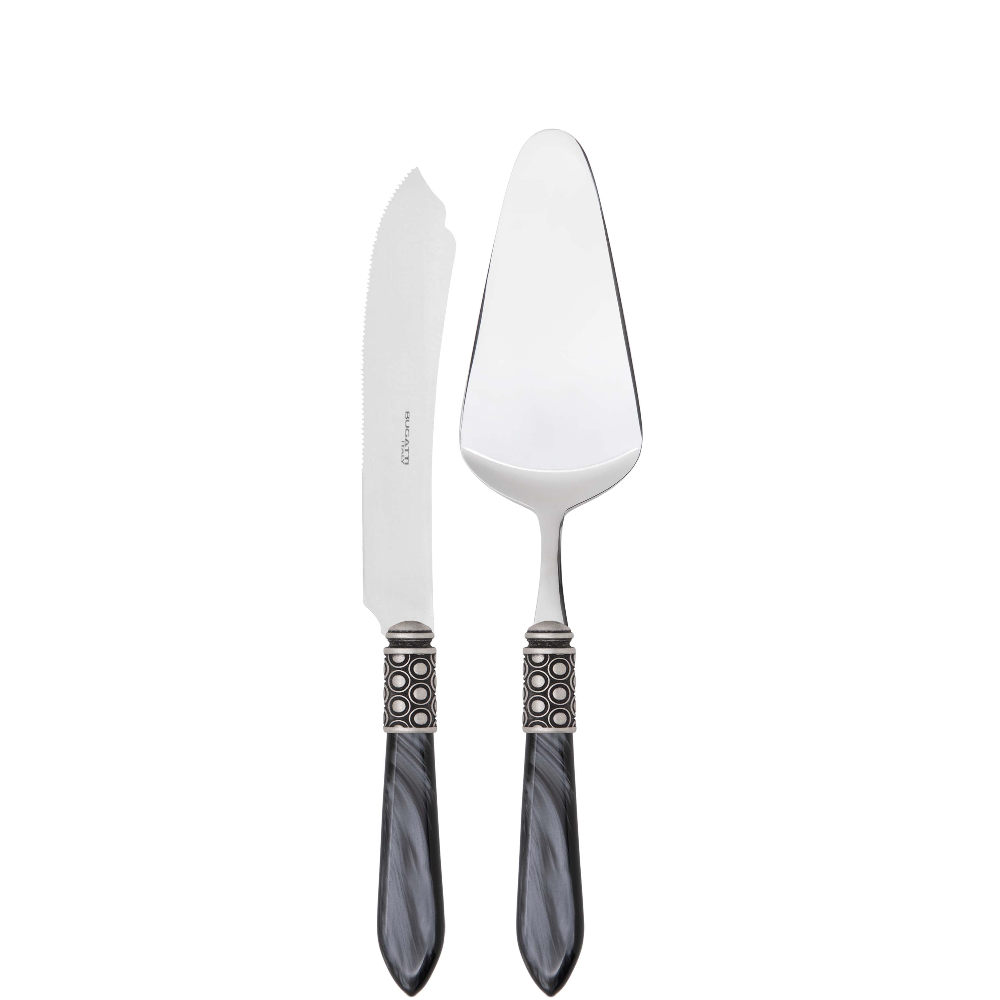 Optical Antique 2 Piece Cake Serving set - Charcoal